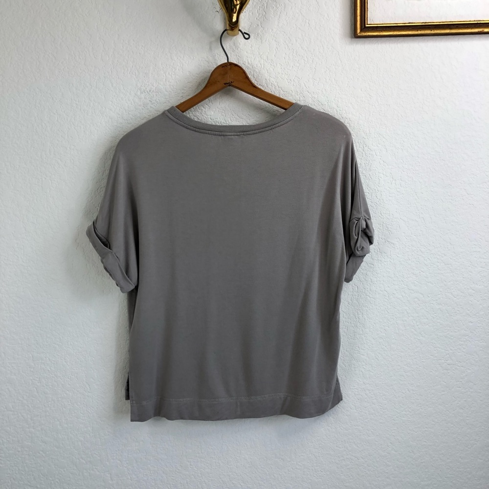 Rachel Zoe Boxy Oversized Menswear Rolled Sleeve Short Sleeve Sweatshirt - Picture 4 of 6